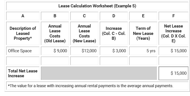 Lease Calculation Worksheet (Example 5)